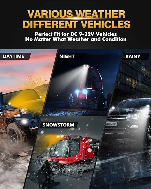Auxbeam 6 Modes Amber White LED Pods XP-Ultra Series 3Inch 96W Dual Color Strobe Lights Spot Flood Combo Amber Fog Lights Offroad Ditch Lights Flashing/Warning/Emergency Function, Pair