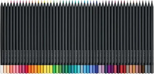 Faber-Castell Black Edition Colored Pencils - 50 Count, Black Wood and Super Soft Core Lead, Color Pencil Set for Artists, Art Supplies for Teens, Adults, Beginners, and Kids