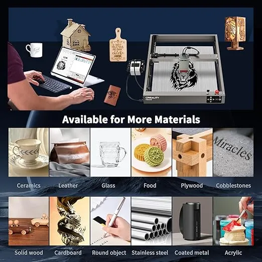 Creality Falcon2 Laser Engraver, 22W Output Laser Cutter DIY Laser Engraving Machine, 25000mm/min Speed Integrated Air Assist Pre-Assembled Laser Engraver for Wood, Metal, Acrylic, Leather