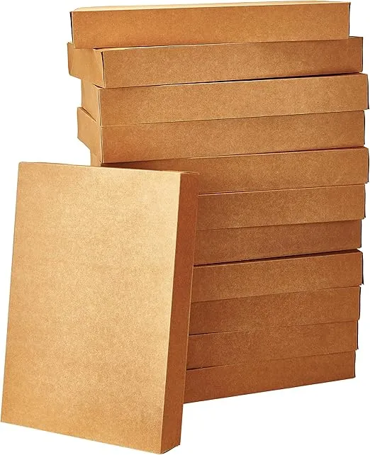 JOYIN 12 PCS Kraft Large Gift Boxes 17" x 11" x 2.4" Brown Cardboard Shirt Boxes with Lids for Sweaters, Robes for Christmas, Holiday, Xmas, Father's Day, Birthdays Gift Wrapping