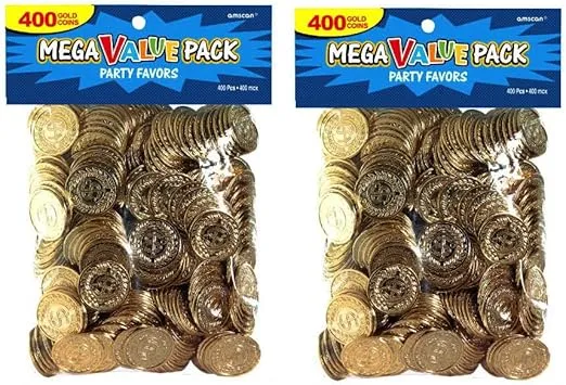 Novelty Amscan Plastic Gold Coins Value Pack - Value 800 Ct
