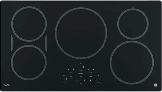 GE 36-Inch Cooktop with 5 Induction | Pan Size Sensors, SyncBurners, Red LED Display, Kitchen Timer, 3,700-Watt Element | ADA Compliant Fits Guarantee | PHP9036DJBB model