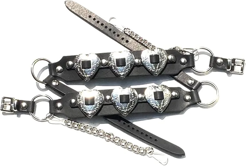 Dangerous Threads Western Boot Leather Harness Strap Chains Ladies with Heart Conchos NP