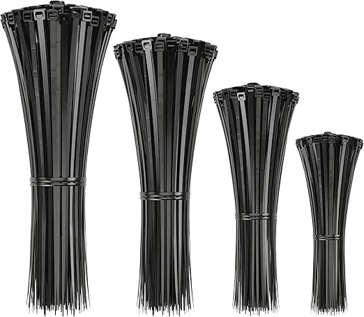 Cable Zip Ties, 400 Pack Black Assortment Of Sizes 12+8+6+4 Inch, Multiple Uses Self-Lockable Nylon Cable Cord Management Purpose, Plastic Wire Ties for House, Workplace, Yard, Garage
