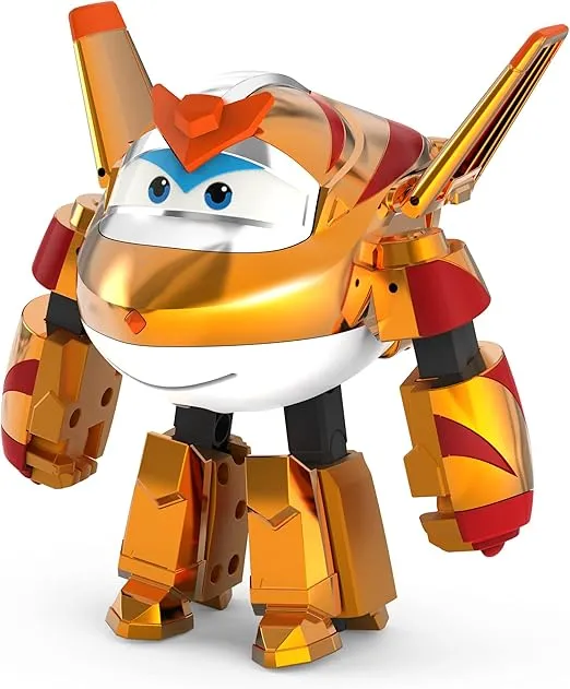 Super Wings 5" Transforming Golden Boy Airplane Toys, Vehicle Action Figure, Superwings Transforming Plane to Robot, Flying Toy Vehicle Playset, Gifts Toys for Kids, Age 3 and Up, Gold
