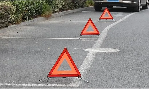 KAFEEK Reflective Warning Triangle Emergency Warning Triangle Roadside Safety Triangle Kits (Set of 3)