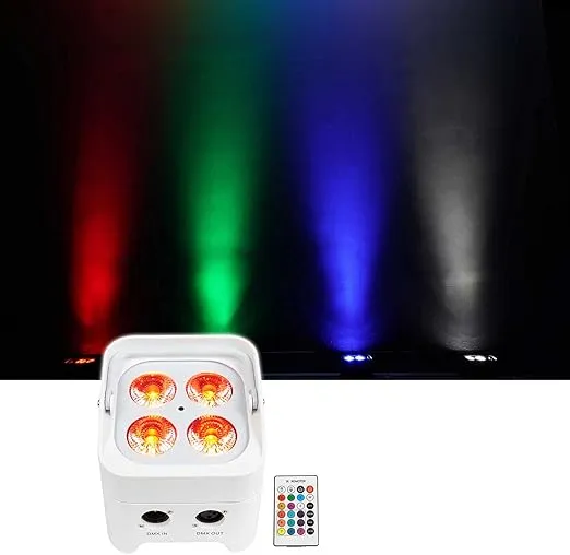 Rockville BEST PAR 50 Rechargeable Par Can Wash Light White, Wireless DMX, RGBWA+UV, Up to 15 Hours Battery Life, Includes Remote, Perfect for Events, Parties, Weddings