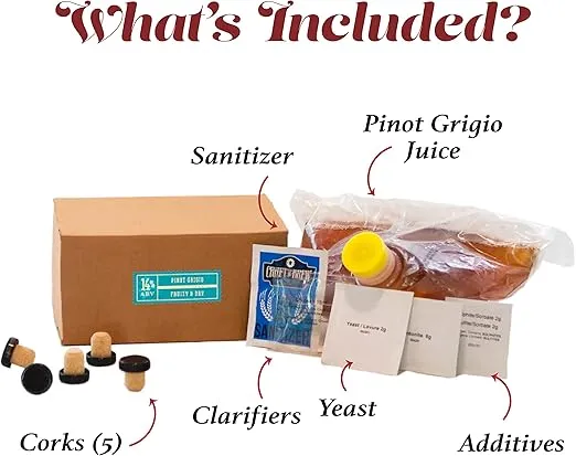 Craft A Brew - Pinot Grigio Wine Recipe Kit - 1 Gallon - Ingredients for Home Brewing Wine - Wine Making Ingredients and Supplies