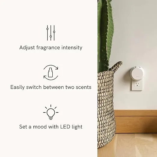 Pura Smart Home Fragrance Device Starter Set - Pura 4 - Scent Diffuser for Home - Includes Fragrance Aroma Diffuser - Square Box, Saltaire and Coconut Sugar Scent Refills