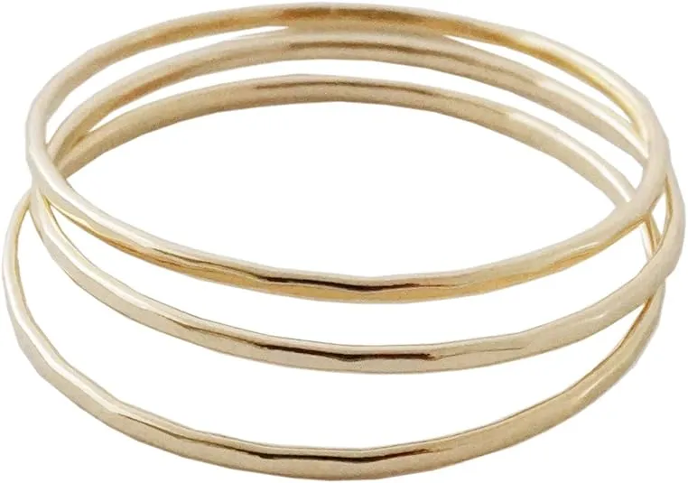Honeycat Super Skinny Hammered or Smooth Stacking Rings Trio Set in Gold, Rose Gold, or Silver | Minimalist, Delicate Jewelry
