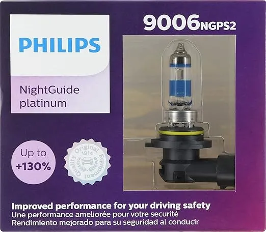 Philips 9006 NightGuide Platinum Upgrade Headlight Bulb, Pack of 2