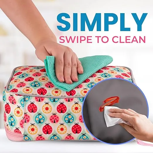 Zulay Insulated Lunch Bag - Thermal Kids Lunch Bag With Spacious Compartment & Built-In Handle - Portable Back To School Lunch Bag For Kids, Boys, & Girls To Keep Food Fresh (Ladybugs)