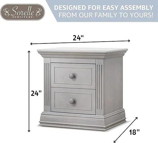 Sorelle Furniture Providence Baby Nightstand–Nightstand for Nursery, Kids Bedroom Furniture,Baby Nightstand with Drawers,Storage for Child’s Room with Drawers,Nursery Furniture for Infant-Stone Gray