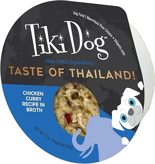 Tiki Dog Taste of The World - Dog Wet Food - Whole Foods - Thailand! Chicken Curry - 3 oz Cup