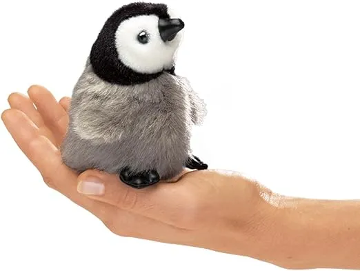Folkmanis Mini Emperor Penguin Baby Finger Puppet Gray-blue, 1 EA