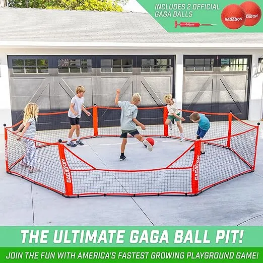GoSports Gaga Ball Pit – 10 ft, 15 ft or 20 ft Portable Indoor/Outdoor Gagagon Pit for School, Camp or Home Use