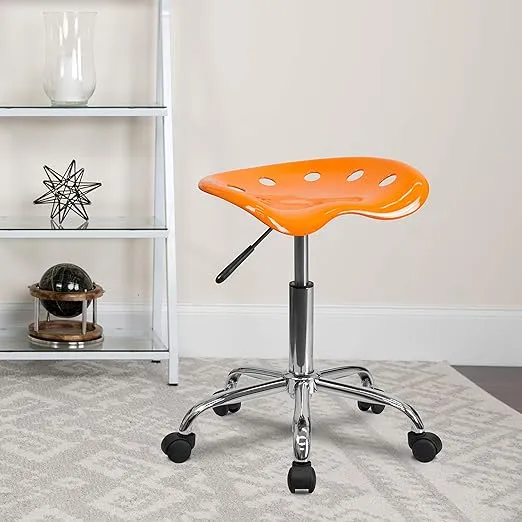 Flash Furniture Taylor Vibrant Orange Tractor Seat and Chrome Stool