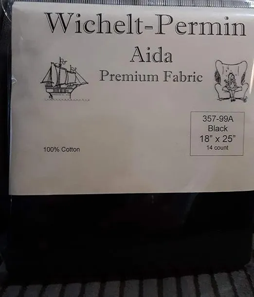 Wichelt Imports Premium Aida Cross Stitch Fabric 14 Count Black 18" x 25"
