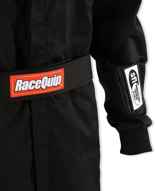 RaceQuip Racing Driver Fire Suit One Piece Single Layer SFI 3.2A/ 1 Black X-Large 110006