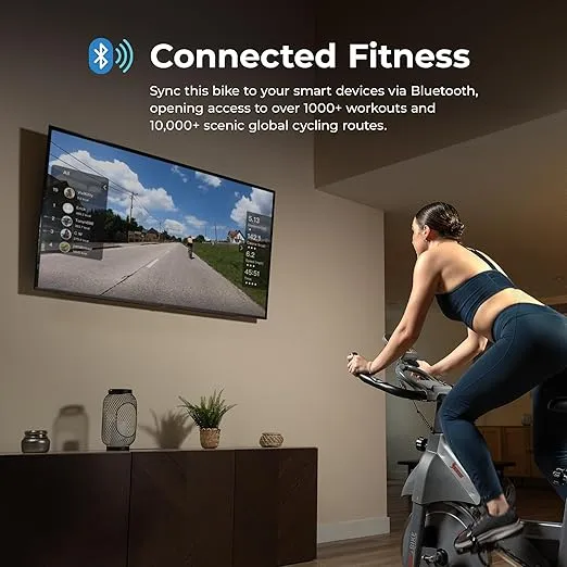 Sunny Health & Fitness Heavy-Duty Indoor Stationary Exercise Bike, 4-Way Adjustable Seat for Cycling Cardio workout at Home, Optional 49 LB Flywheel & Free Exclusive SunnyFit App Bluetooth Connection