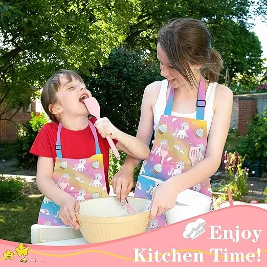 Kids Aprons for Girls Toddler Aprons with Pockets for Kids Cooking Baking Painting Crafting Art Gardening Adjustable