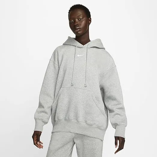 Nike Sportswear Phoenix Fleece Women's Oversized Pullover Hoodie (DQ5860-063, Dark Grey Heather/Sail)