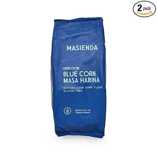 Masienda Heirloom Blue Corn Masa Harina/Flour 2.2 LB (Pack of 2) - Nixtamalized Corn Flour Perfect for Corn Tortillas, Tamales, Tostadas, Pupusas, Arepas and More. Gluten-Free, Non-GMO, Preservative-Free.