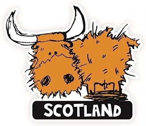 Scottish Toffee Highland Cow with Scotland Vinyl Car Sticker Decal