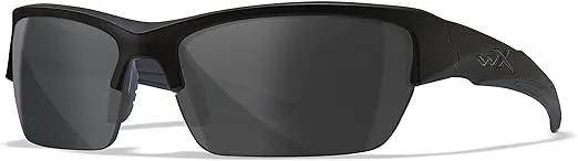Wiley X WX Valor Tactical Sunglasses, Safety Glasses Shatterproof UV Eye Protection for Combat, Shooting, Fishing, Biking, and Extreme Sports, Matte Black Frame, Grey Tinted Lenses, Ballistic Rated