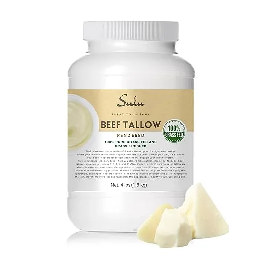 SULU 100% Pure Rendered Grass Fed Beef Tallow-Food Grade- 4 LBS/64 OZ