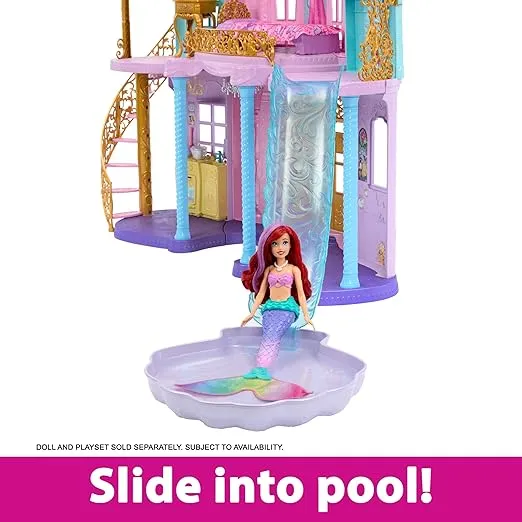 Mattel Disney Princess Toys, Ultimate Castle Doll House with Lights & Sounds, 3 Levels, 25+ Furniture Play Pieces & Accessories, 4 ft Tall