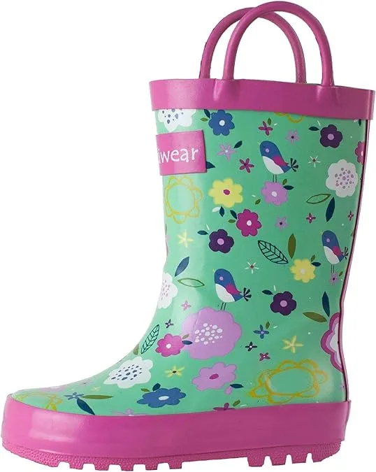 OAKI Toddler Rain Boots - Perfect Kids Rain Boots for Any Weather - Durable Rubber Baby Rain Boots Keep Little Feet Dry, Lightweight Waterproof with Easy-on Handle