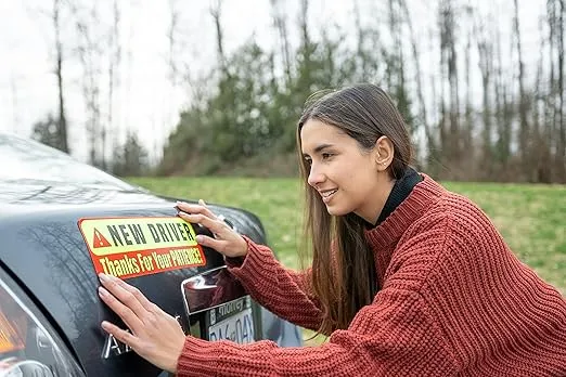 New Driver Magnet for Car - 3pcs - Extra Large - 12" by 4" - Essential Magnetic New Driver Sticker Signs - Remind Others to Please Be Patient - Bright & Reflective Sign for Rookies Bumper