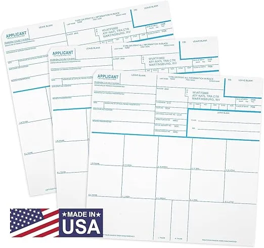 Made in USA - FD 258 Fingerprint Cards 2024, 3 Pack - 11-1-20 Newest Version