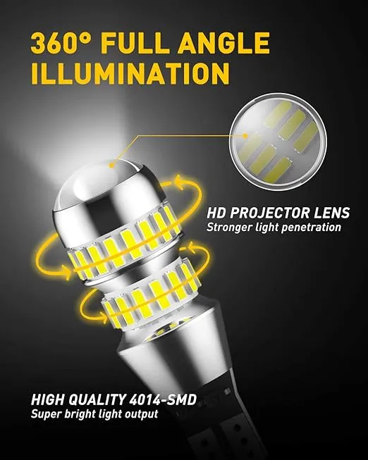 AUXITO 912 921 LED Bulbs for Backup Reverse Light Bulbs, 2600 Lumens 4014 42-SMD, 6000K White, Non-polarity 906 W16W T15 921 LED Bulb Direct Back Up Replacement Lamp, Pack of 2