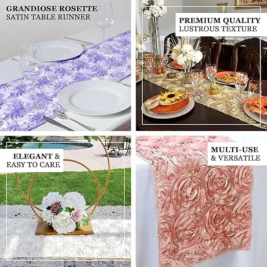 Efavormart Wonderland Rosette Premium Table Runners for Weddings Party Banquets Decor Fit Rectangle and Round Table - Silver