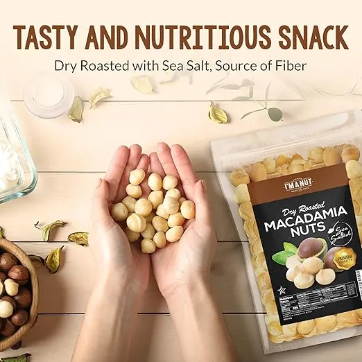 Oven Roasted Macadamia Nuts with Sea Salt 24oz (1.5 lb) Batch Tested Peanut & Gluten Free | No Oil | No PPO | Fancy Whole | Made from Natural Macadamia Nuts