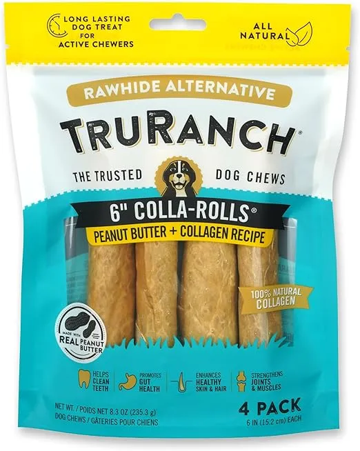 6" Collagen Roll, Peanut Butter - 4 Pack