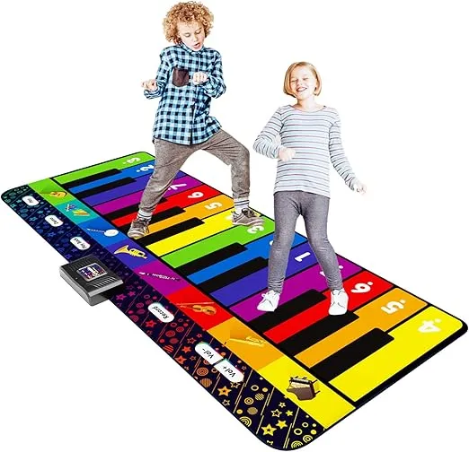 SUNLIN 6 ft. Floor Piano Mat for Kids & Toddlers, Giant Piano Mat, 24 Keys, 10 Built in Songs, 8 Instrument Sounds, Record & Playback, Song Booklet, Musical Toy Gift for Boys & Girls Age 3 4 5 6 7 8 9