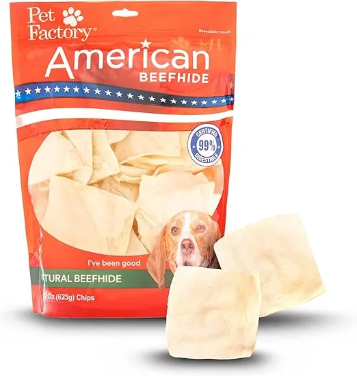 Pet Factory American Beefhide Chips Dog Chew Treats - Natural Flavor, 22 oz