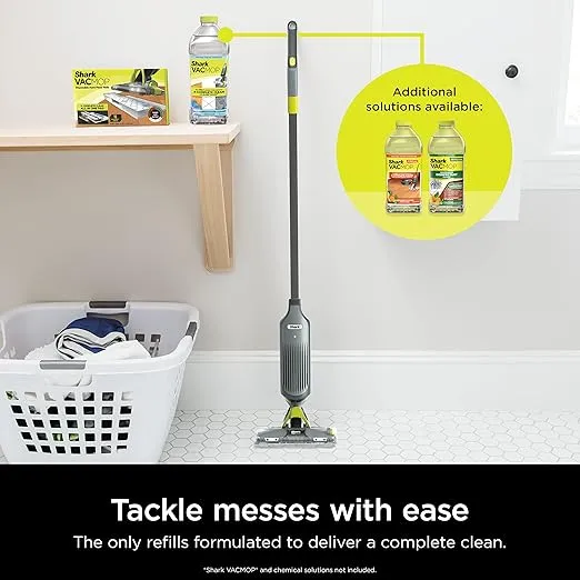 Shark VACMOP Pro Cordless Hard Floor Vacuum Mop with On-Demand Spray and Headlights, includes 4 Disposable VACMOP Pads and a 12oz VACMOP solution, Charcoal Gray, VM252