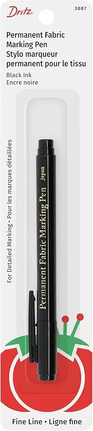 Dritz 3087 The Fine Line Permanent Fabric Marker, Black, 8.5 x 2.88 x 0.38
