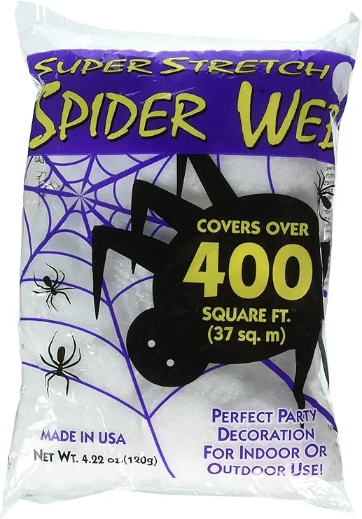 Fun World Super Stretch&Trade Spider Webb, White/Multicolor/Square 400 Square feet