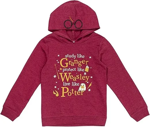 Harry Potter Hogwarts Hedwig Owl Slytherin Hufflepuff Ravenclaw Girls French Terry Pullover Hoodie Toddler to Big Kid