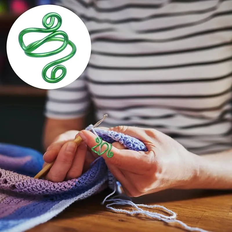 Handmade Crochet Tension Ring, Adjustable Crochet Ring For Finger, Works To Loop Yarn, Crochet Accessories, Crochet Supplies, Crochet Hooks, Gift, Resizeable, 1 Count (Resizeable, Green)