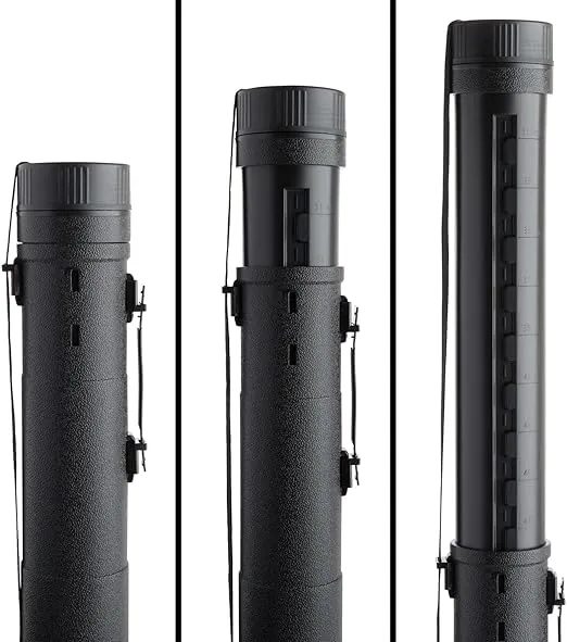 Juvale Poster Tube with Strap, Black Expandable Storage Tube, Holder, Container for Posters, Blueprints, Artwork, Map (30 to 49 Inches)