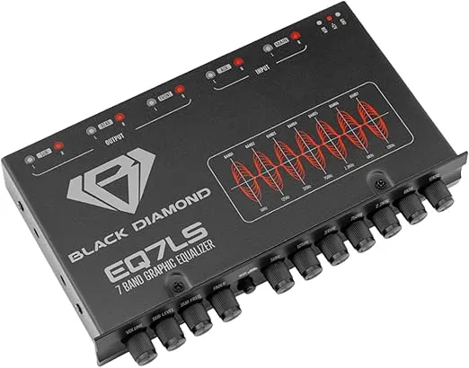 Black Diamond EQ7LS 7-Band Stereo Equalizer/Crossover Pre Amp Equalizer Car Audio EQ with Front Rear + Sub Output