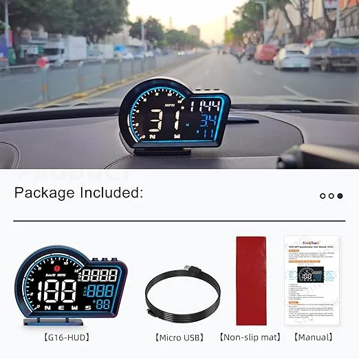 SinoTrack HUD Digital GPS Speedometer for Car Universal Heads Up Display Oversize Screen Large LCD MPH Speedometer Speed Fatigued Diving Alert Over-Speed Alarm Compass for All Vehicle