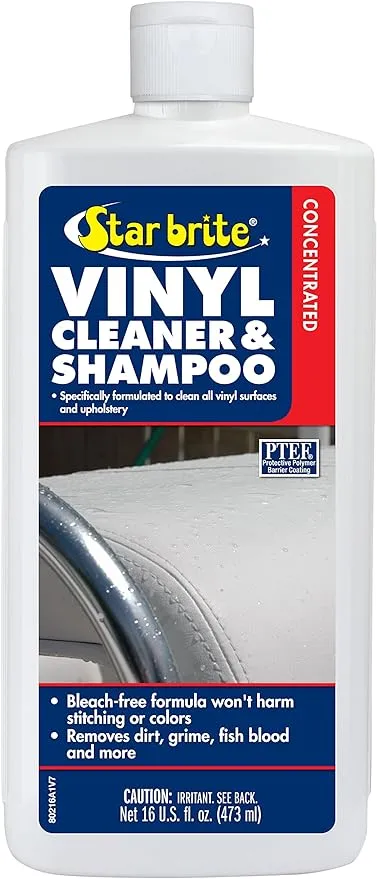 STAR BRITE Concentrated Vinyl Cleaner & Shampoo - Ideal for All Vinyl Surfaces, Interior & Exterior, Deep Cleaning Action - 16 OZ (080216P)