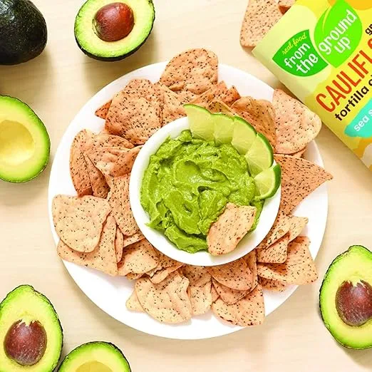 REAL FOOD FROM THE GROUND UP Cauliflower Tortilla Chips - 6Count, 4.5 Oz Bags (Lime)